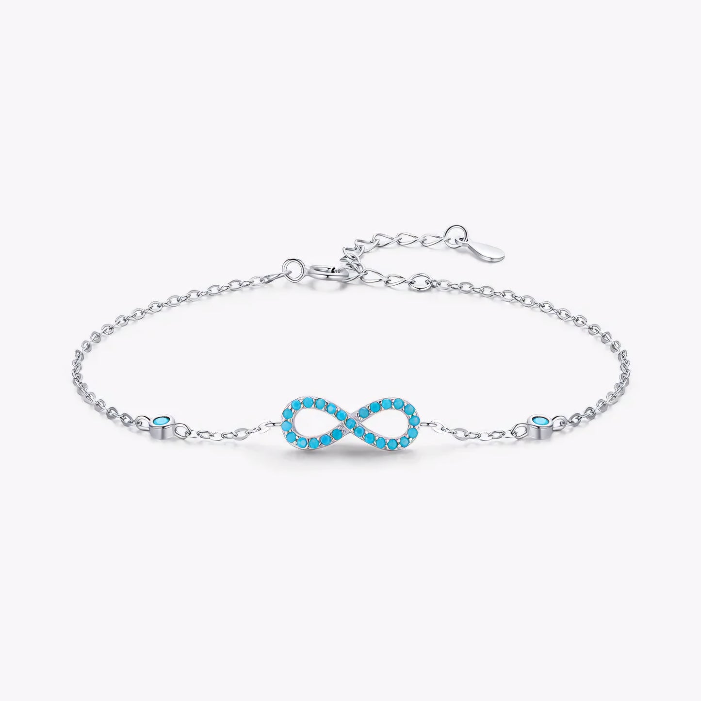 Silver Bracelet with Infinity Symbol and Turquoise Stones
