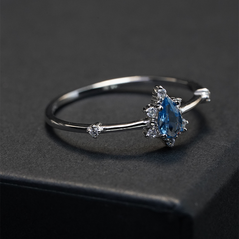 Pear-Cut Blue Ring
