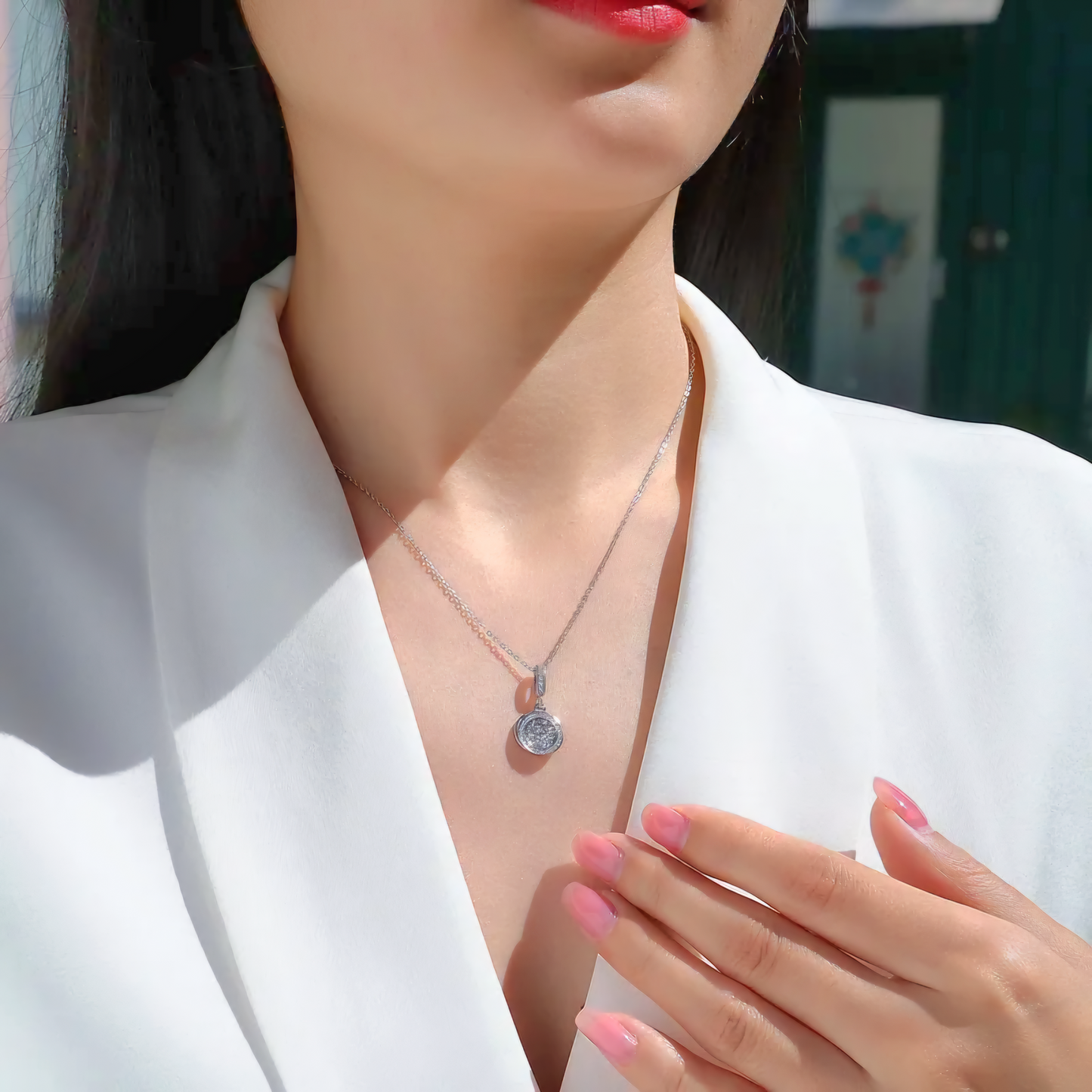 Sterling Silver Necklace with Moissanite Diamonds