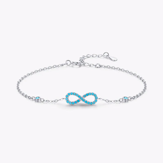 Silver Bracelet with Infinity Symbol and Turquoise Stones