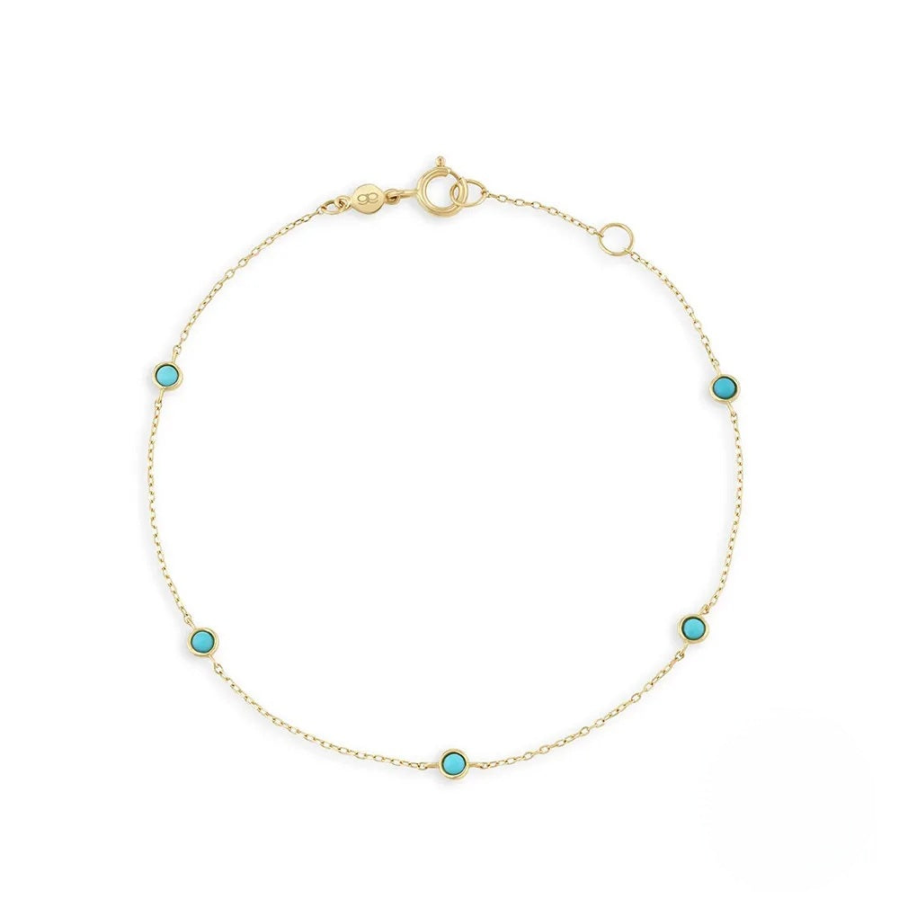 Sterling Silver Bracelet Gold-Plated with Turquoise Stones