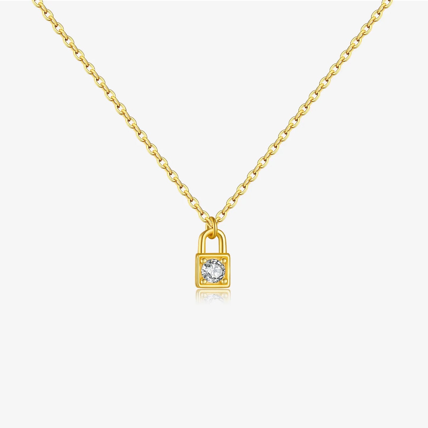 Linked Necklace Padlock Gold