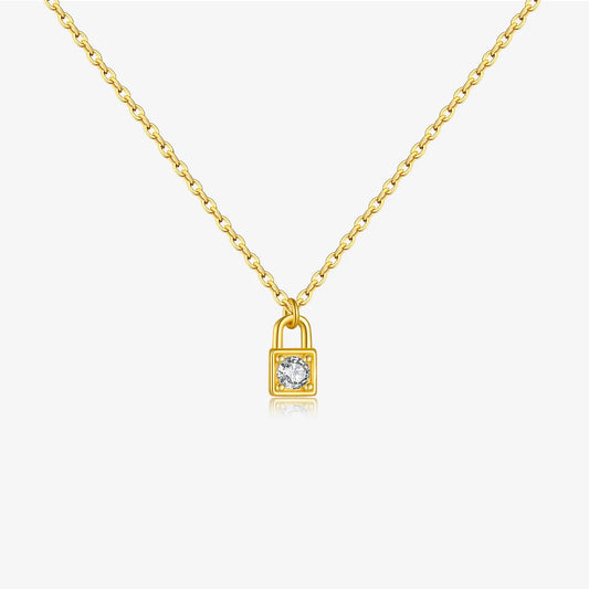 Linked Necklace Padlock Gold