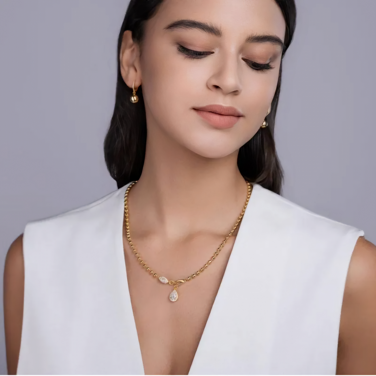 Diamond Pear Bezel Necklace