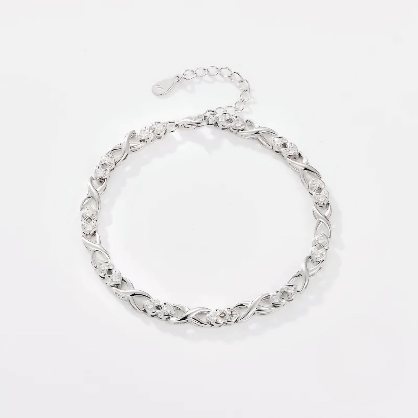 Silver Bracelet with Heart-Shaped Links