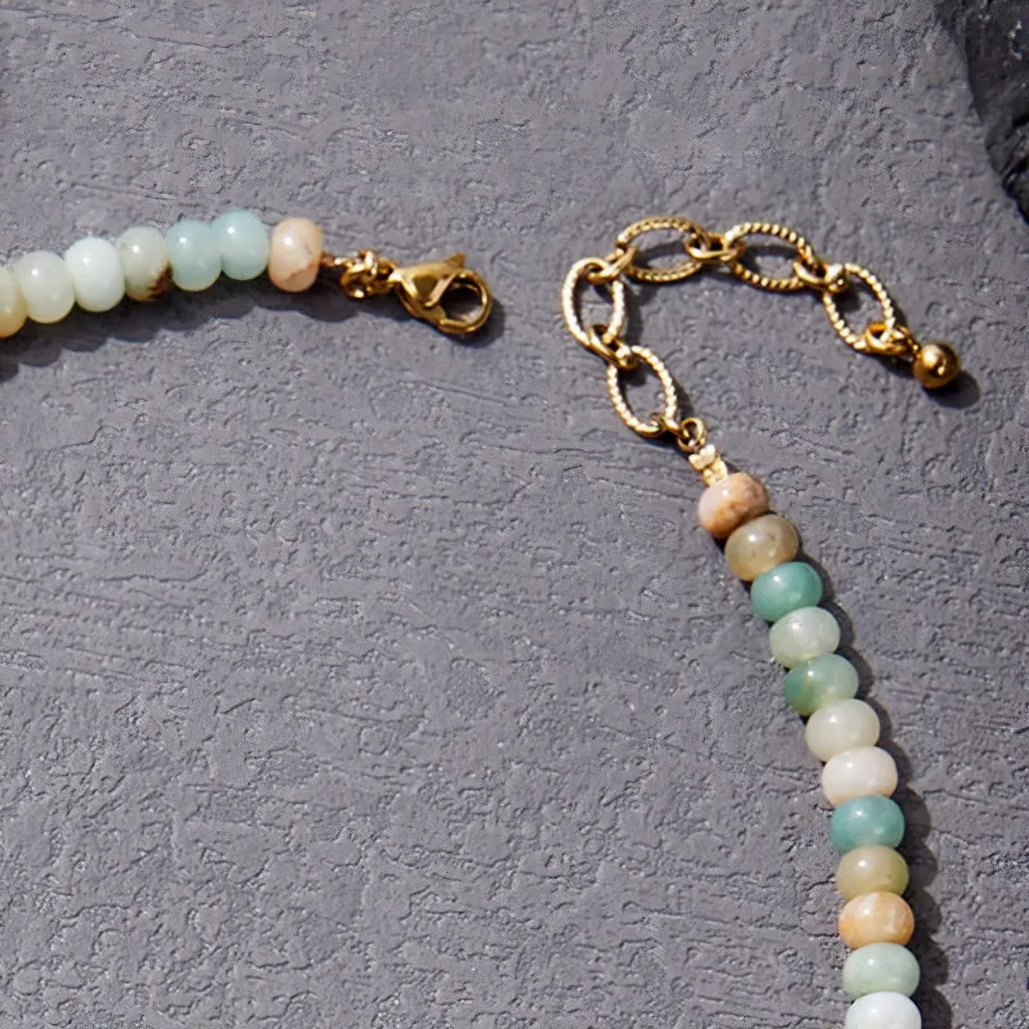 Natural Stone Necklace with Gold Accents
