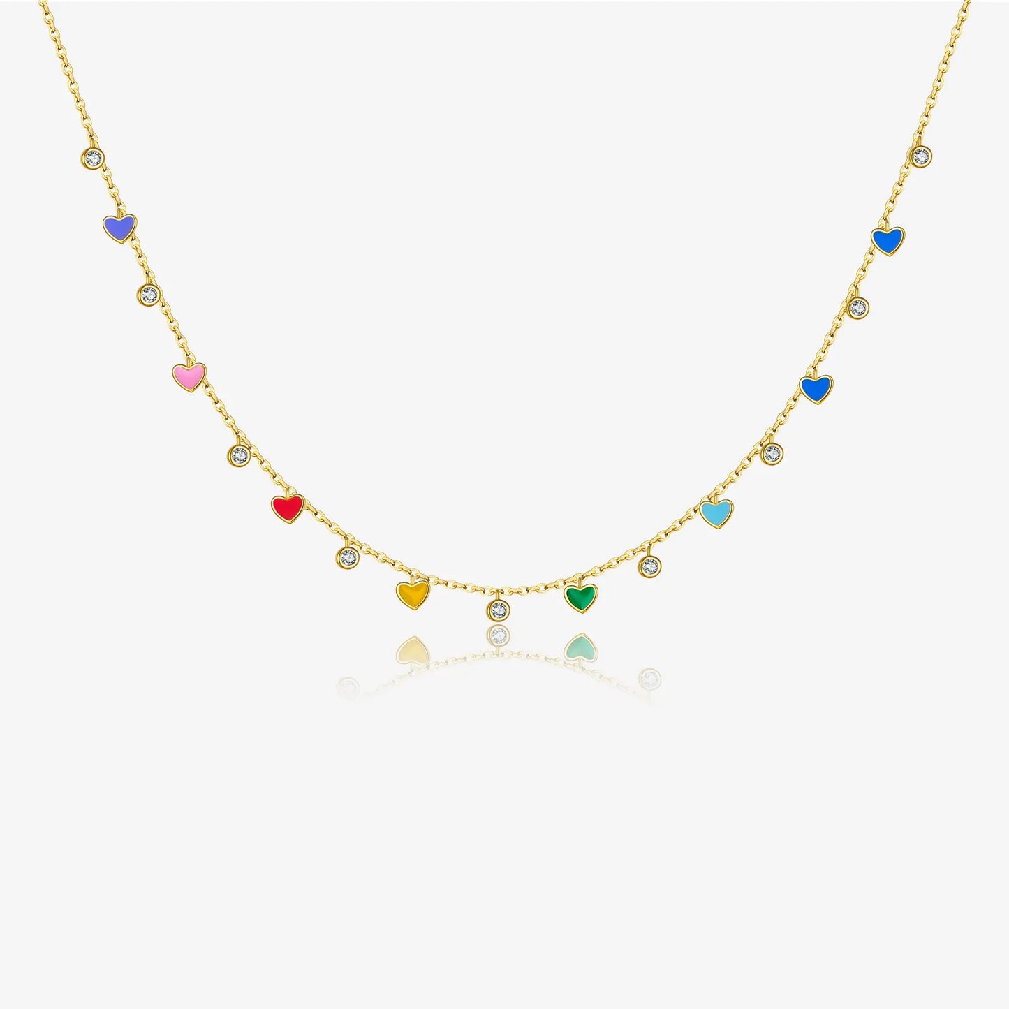 Gold-Plated Rainbow Hearts Necklace