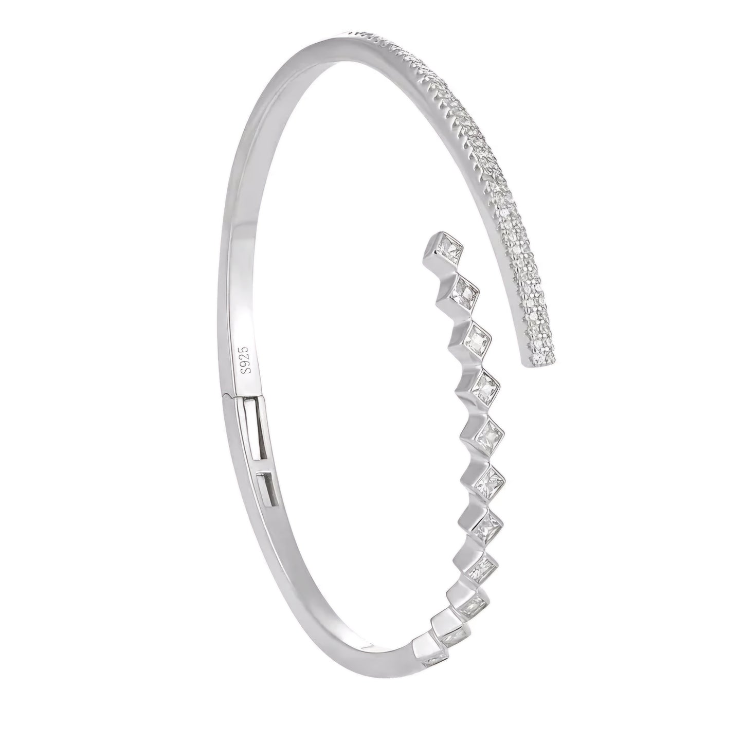 Sterling Silver Diamond Hinged Bracelet