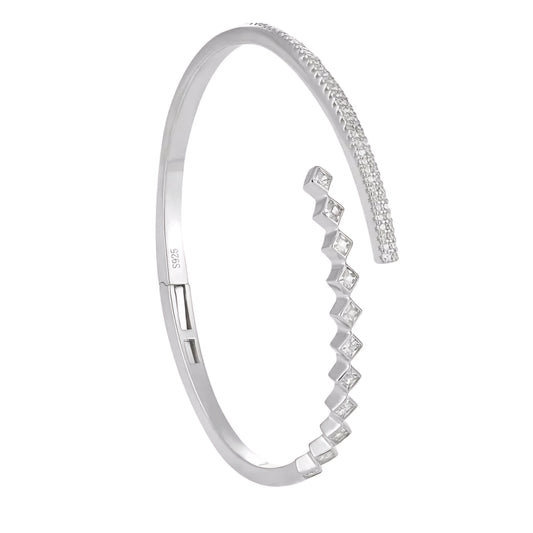 Sterling Silver Diamond Hinged Bracelet
