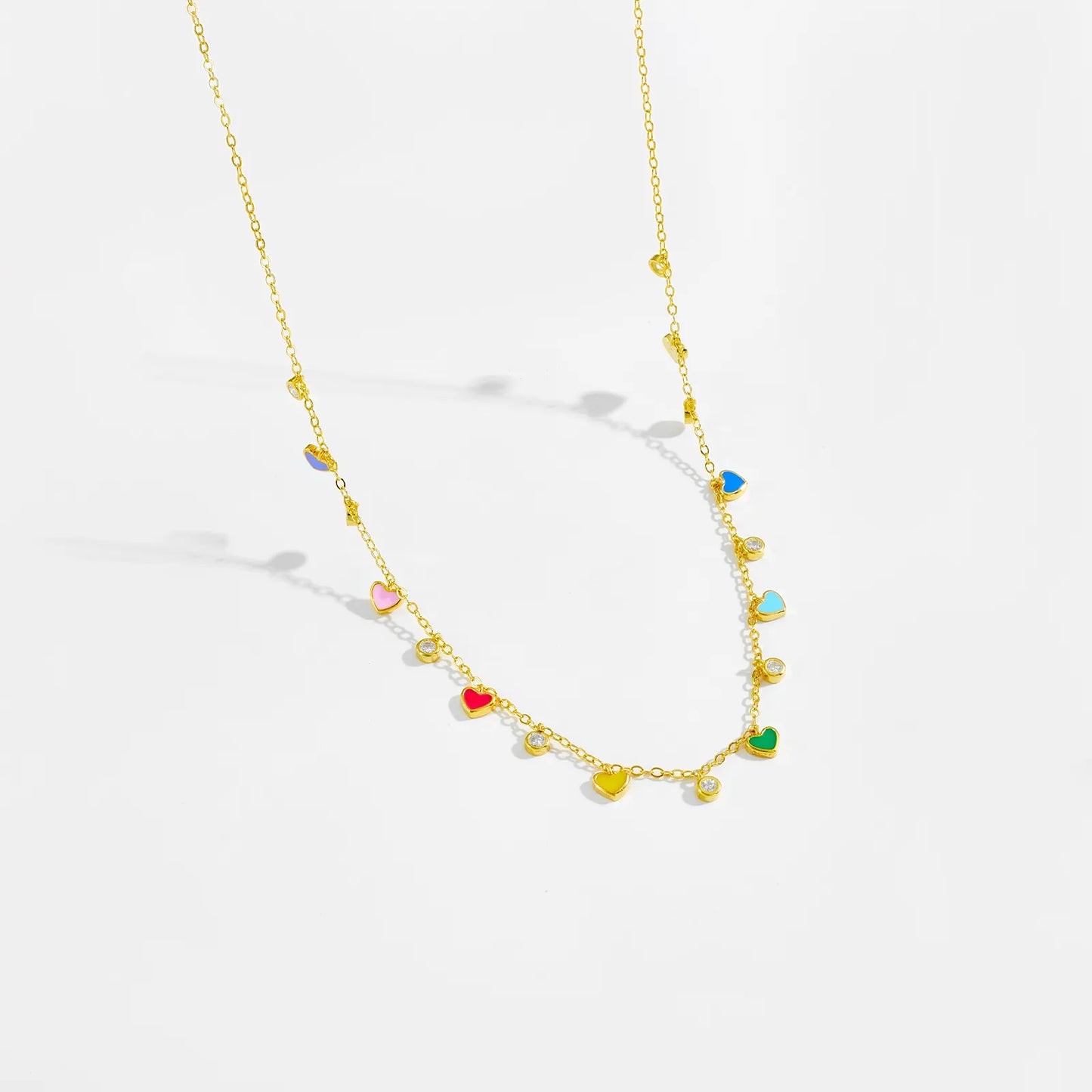 Gold-Plated Rainbow Hearts Necklace