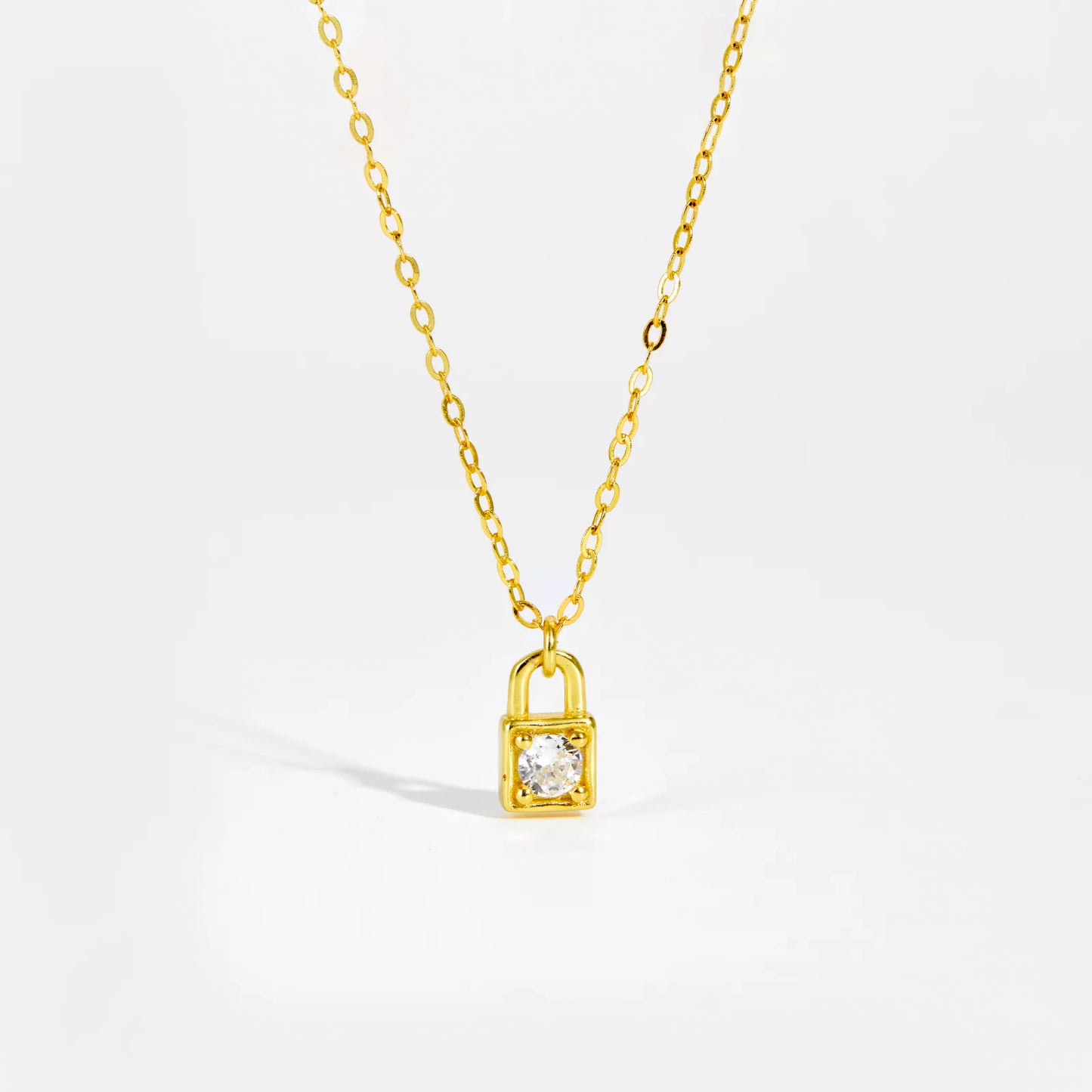 Linked Necklace Padlock Gold