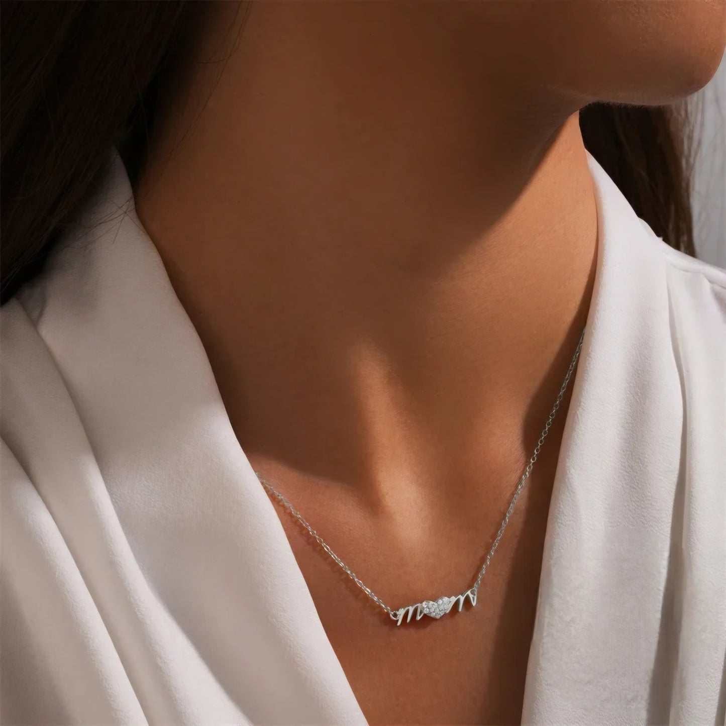 Sterling Silver Mom Necklace