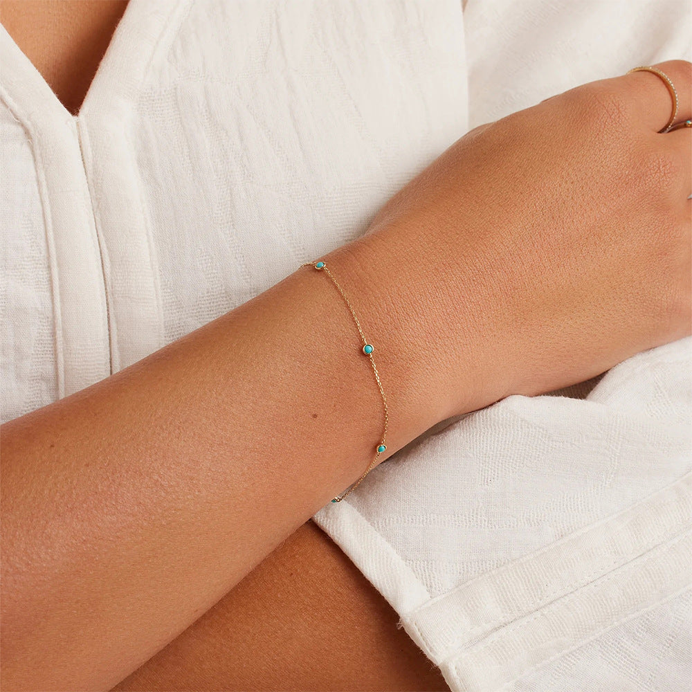 Sterling Silver Bracelet Gold-Plated with Turquoise Stones