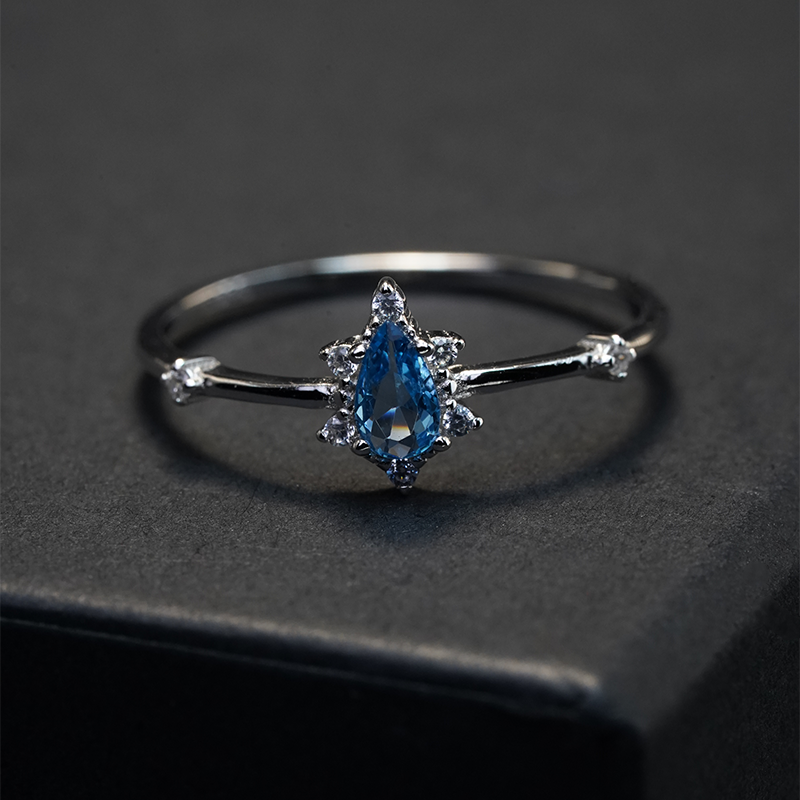 Pear-Cut Blue Ring