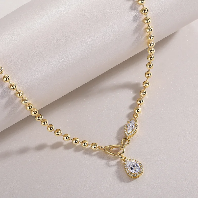 Diamond Pear Bezel Necklace