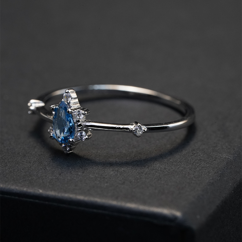 Pear-Cut Blue Ring
