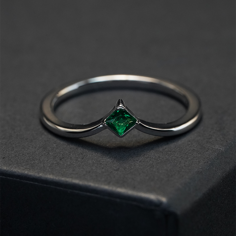 Hexagonal Cut Moss Agate Ring