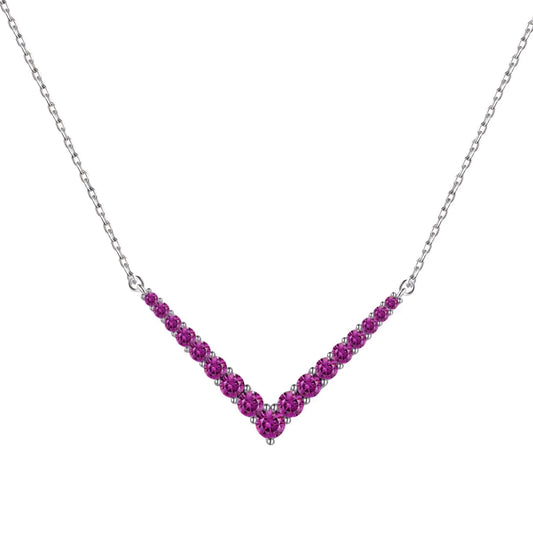 V-Shape Necklace with Diamonds and Rubies