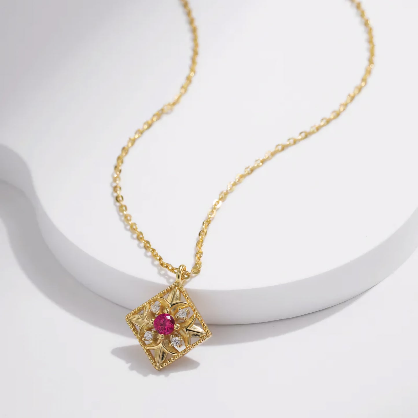 Gold-Plated Ruby Necklace