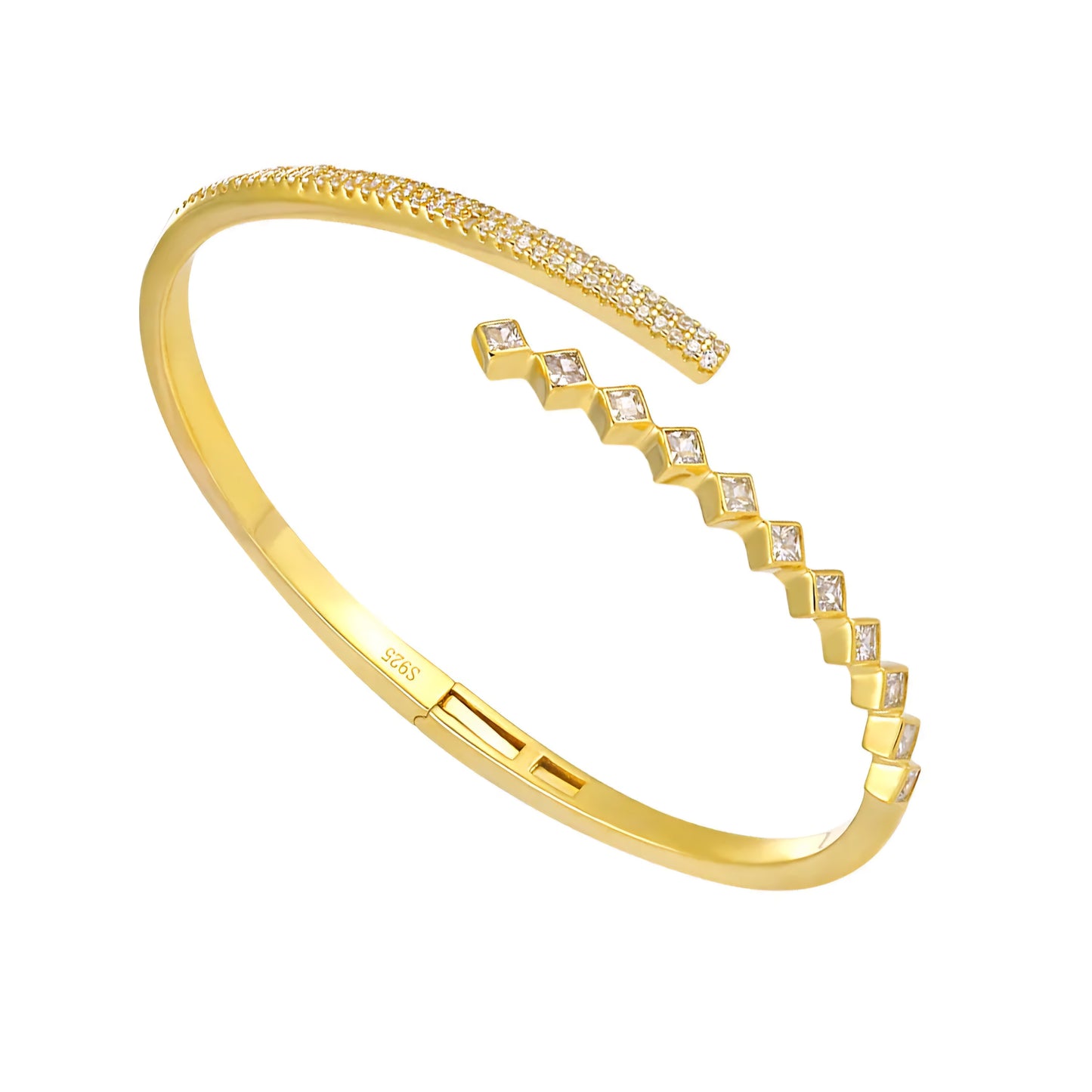 Sterling Silver Diamond Hinged Bracelet