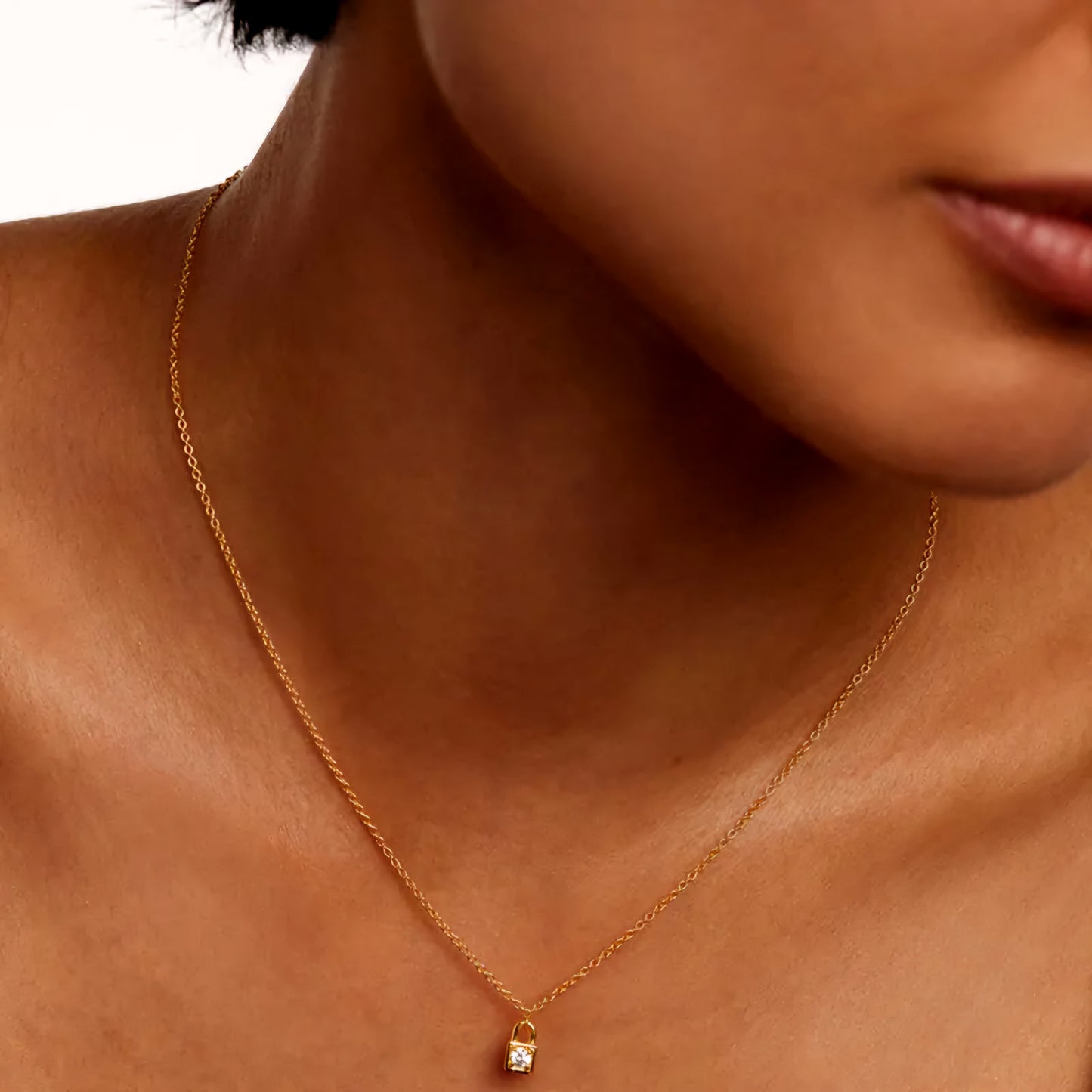 Linked Necklace Padlock Gold