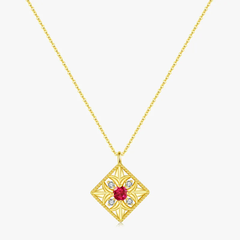 Gold-Plated Ruby Necklace