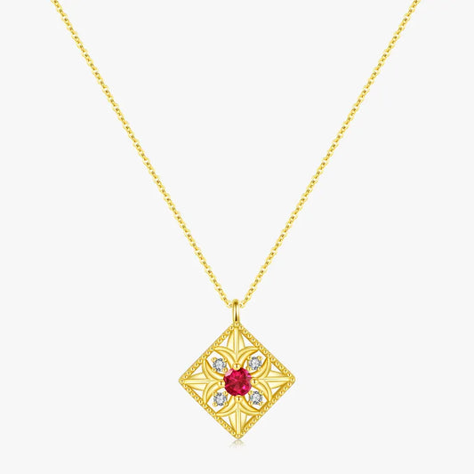 Gold-Plated Ruby Necklace